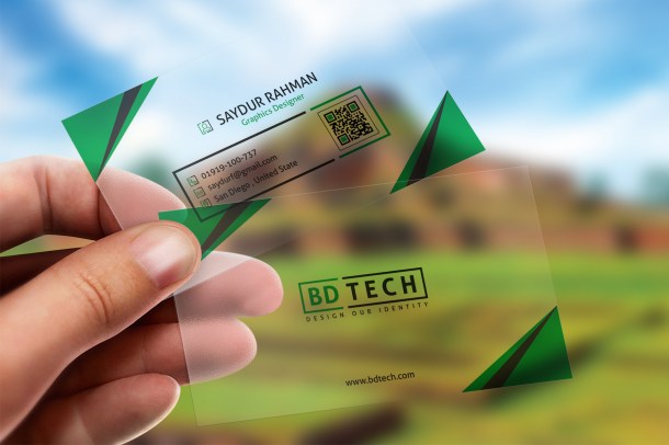 1 Translucent Plastic Business Card Mockup (1820)